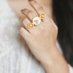 Traditional Gold Plated Adjustable Unique Design Ring | Monalisa Stone & Pearl Work - "Yellow"