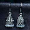 German silver floral art jhumki hook dangler earrings