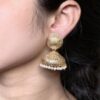 Traditional pearl floral gold plated jhumka earrings for women