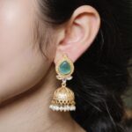 Designer Gold Plated Jhumka Earrings | Stone & Pearl Work Jewelry Perfect Gift For Her