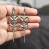Boho leaf style silver replica oxidised earcuff statement earrings for girls