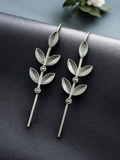 Boho leaf style silver replica oxidised earcuff statement earrings for girls