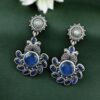 Elegant silver replica peacock earrings for women, perfect for daily wear and ethnic jewelry collection.