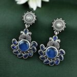 Bulk 6 Attractive Silver Replica Peacock Earrings for Women Dailywear Jewelry - "Blue"