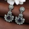 Elegant silver replica peacock earrings for women, perfect for daily wear and ethnic jewelry collection.