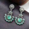 Elegant silver replica peacock earrings for women, perfect for daily wear and ethnic jewelry collection.