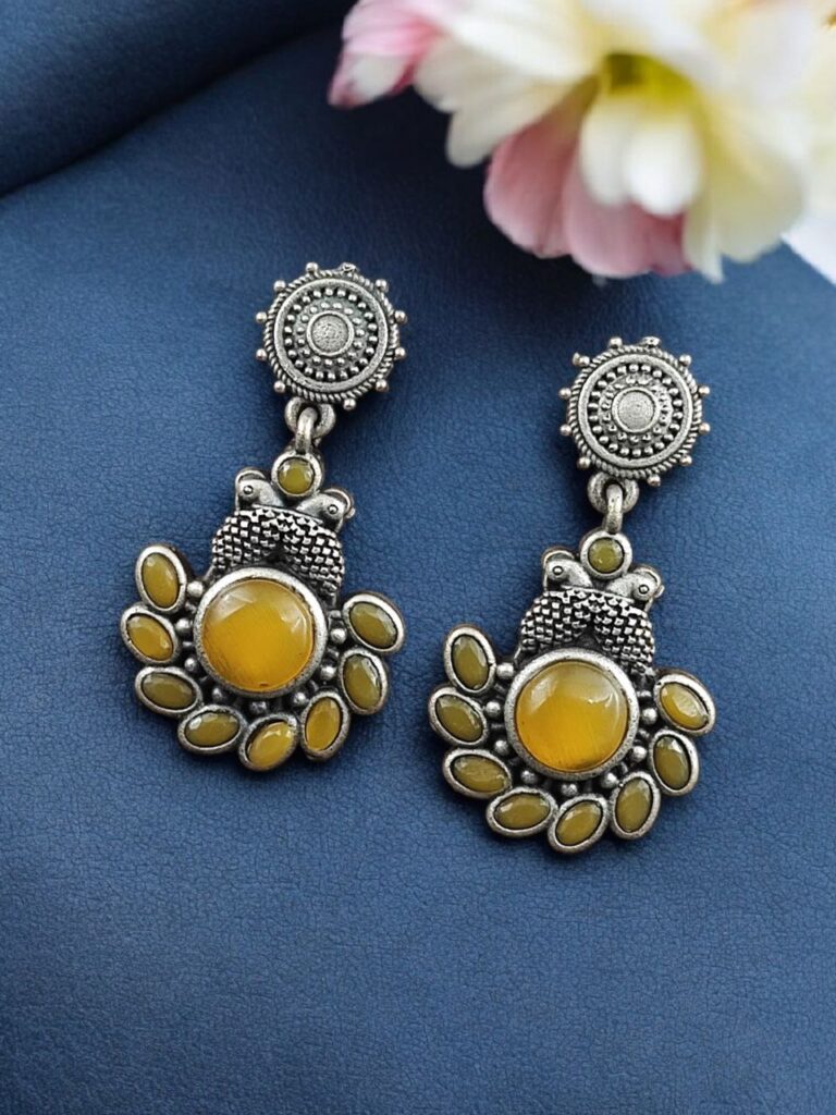 Attractive Silver Replica Peacock Earrings for Women Dailywear Jewelry