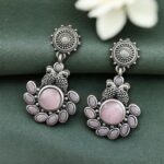 Bulk 22 Attractive Silver Replica Peacock Earrings for Women Dailywear Jewelry - "Baby-Pink"
