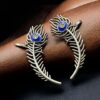 Silver Replica Meenakari Peacock Feather Earcuff | Traditional Ethnic Statement Jewelry 12 Silver replica meenakari peacock feather earcuff with intricate ethnic detailing and traditional statement jewelry design
