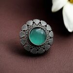 Bulk 150 Authentic Silver Replica Floral Art Design Statement Ring - "Mint"