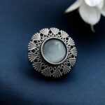 Bulk 154 Authentic Silver Replica Floral Art Design Statement Ring - "Grey"