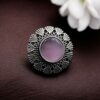Vintage bloom silver replica floral art designer statement ring with intricate carved detailing and antique oxidized finish for traditional and festive wear.