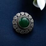 Bulk 148 Authentic Silver Replica Floral Art Design Statement Ring - "Green"