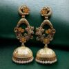 Traditional Butterfly Jhumka Earrings in affordable gold plated finish, ethnic dome design perfect for weddings and festive wear.