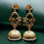 Bulk 122 Traditional Butterfly Jhumka Earrings | Affordable Gold Plated Jewellery - "Yellow"