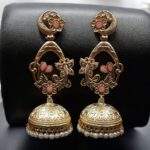 Bulk 124 Traditional Butterfly Jhumka Earrings | Affordable Gold Plated Jewellery - "Baby-Pink"