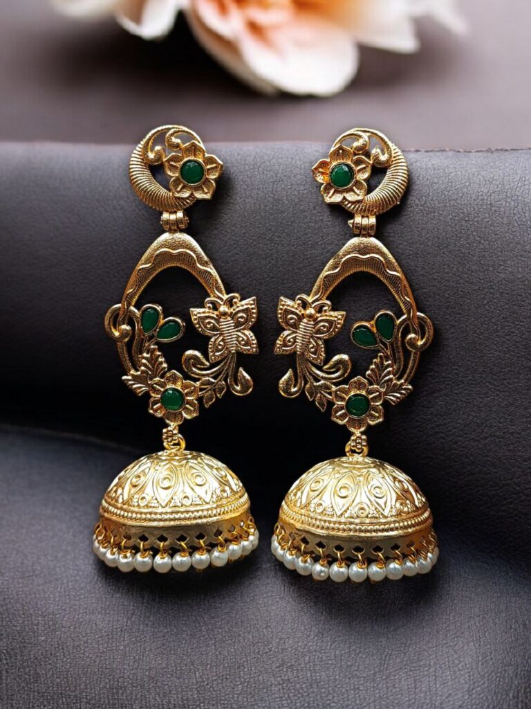 Traditional Butterfly Jhumka Earrings | Affordable Gold Plated Jewellery