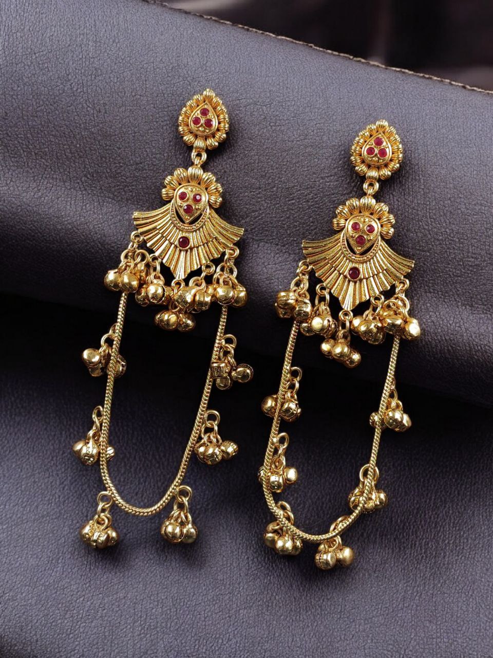 Golden Kashmiri Jhumka Earrings – Traditional Attractive Dangle Jewelry 7 Golden Kashmiri Jhumka Earrings with traditional handcrafted gold-tone dome design for women ethnic wear