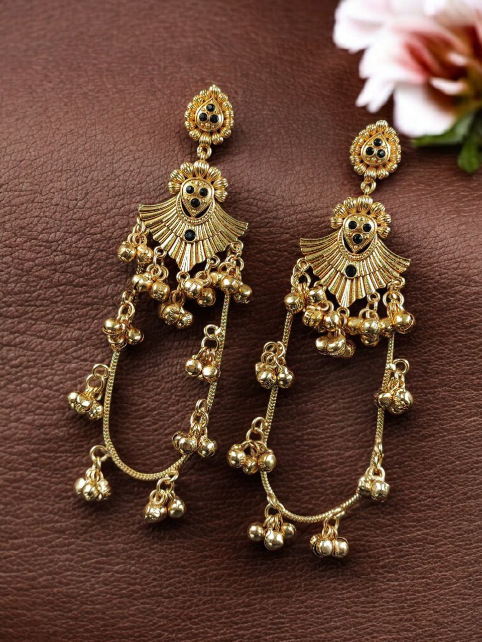 Golden Kashmiri Jhumka Earrings – Traditional Attractive Dangle Jewelry 6 Golden Kashmiri Jhumka Earrings with traditional handcrafted gold-tone dome design for women ethnic wear