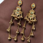 Bulk 88 Golden Kashmiri Jhumka Earrings – Traditional Attractive Dangle Jewelry - "Aqua"