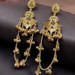 Bulk 94 Golden Kashmiri Jhumka Earrings – Traditional Attractive Dangle Jewelry - "Green"