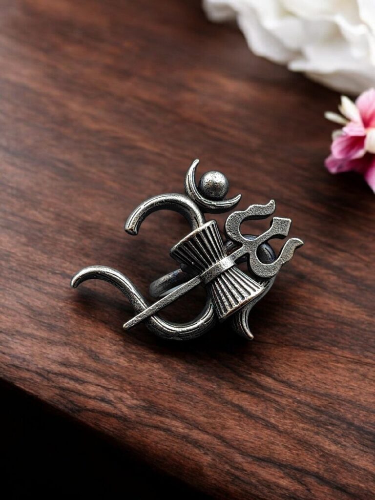 Powerful Lord Shiva Ring Adjustable Silver Replica Design