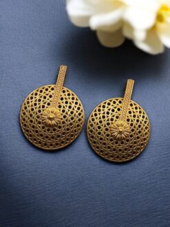 Ancient Look Golden Studs in antique gold polish traditional brass earrings