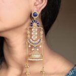Bulk 56 Premium Long Kashmiri Jhumka Earrings with Traditional Adorable Designs - "Blue"