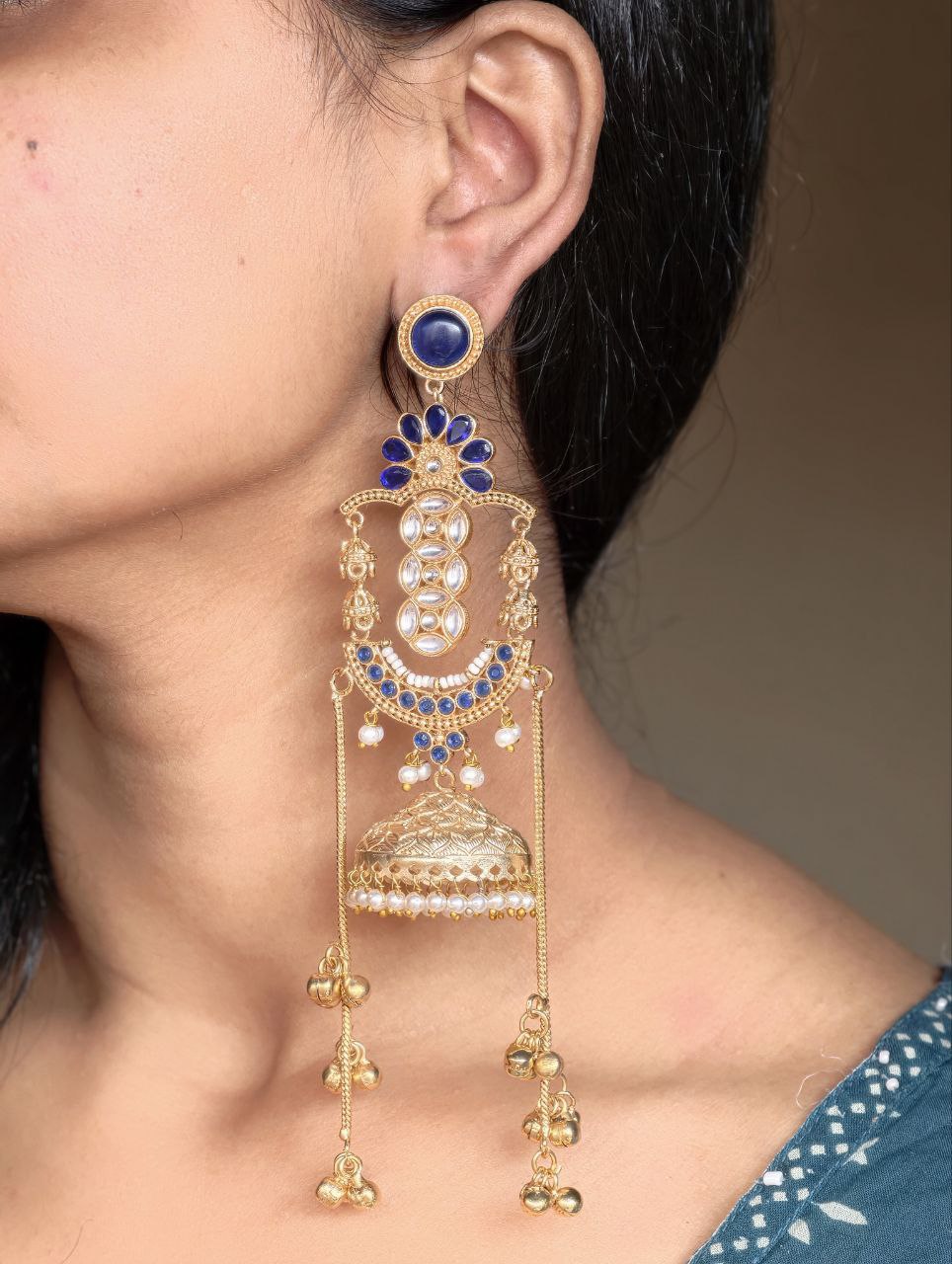 Premium Long Kashmiri Jhumka Earrings with Traditional Adorable Designs 9 Elegant Long Kashmiri Jhumka Earrings in antique gold finish