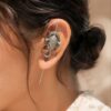 Silver replica oxidized Ganesha earcuff for women