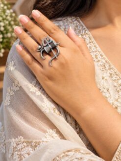 Lord Shiva Ring adjustable silver replica religious brass ring