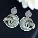 Traditional Elephant Design Earrings | Stone & Pearl Detailing Beautiful Jewelry Gift For Her - "Baby Pink"