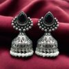 Traditional Monalisa stone silver plated pearl jhumka earrings
