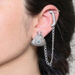 Silver Replica Beautiful Design Telephone Earcuff | Stone Work Oxidized Jewelry For Girls