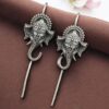 Silver replica oxidized Ganesha earcuff for women