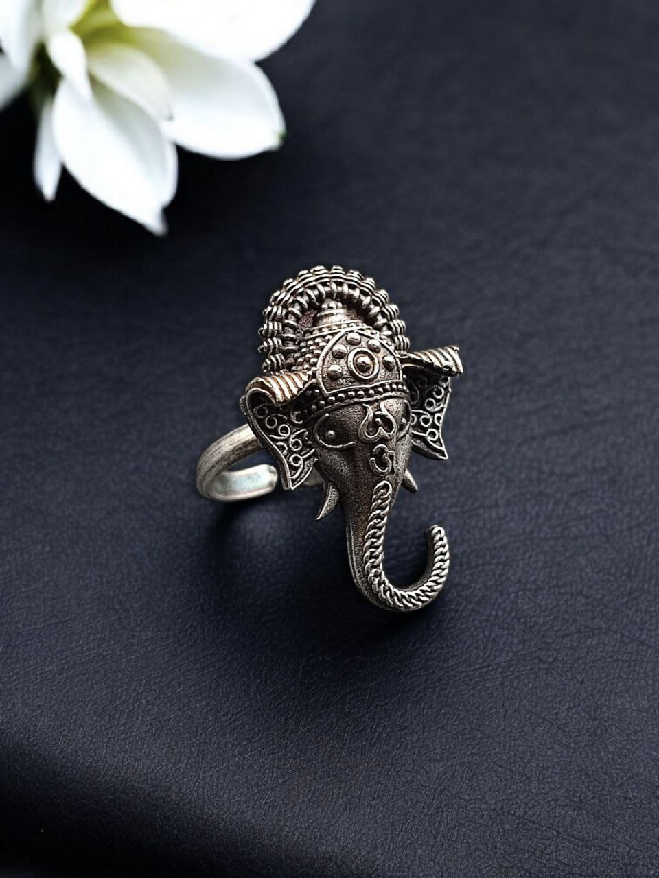 Designer Oxidized Ganesha Ring | Silver Replica Adjustable Amazing Jewelry 2 Oxidized silver replica Ganesha adjustable ring for women