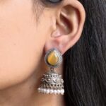 Bulk 4 Premium Silver Look Like Jhumka Earring Perfect for Any Cotton Kurti - "Yellow"