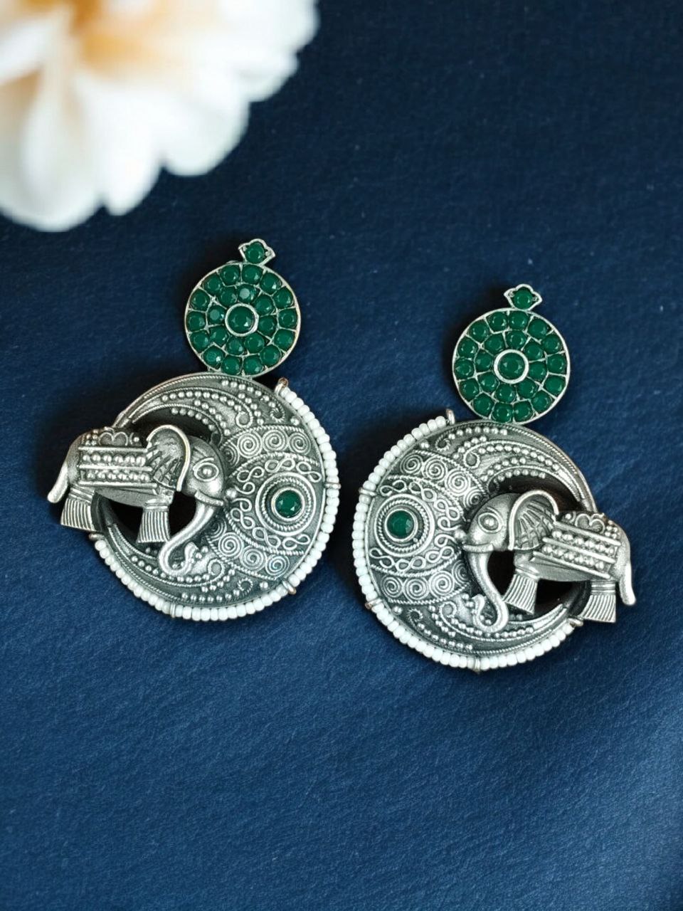 Traditional Elephant Design Earrings | Stone & Pearl Detailing Beautiful Jewelry Gift For Her 4 Elephant design earrings with stone and pearl detailing