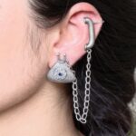 Bulk 32 Silver Replica Beautiful Design Telephone Earcuff | Stone Work Oxidized Jewelry For Girls - "Blue"