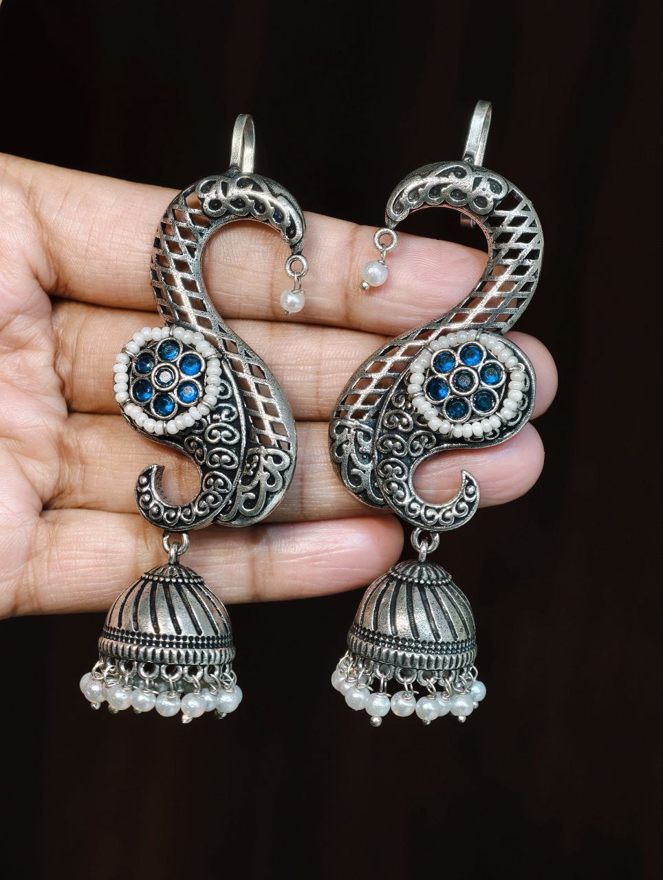 Stunning Oxidised Jhumka Earcuff with Elegant Traditional Statement Design 3 Oxidised jhumka Earcuff brass traditional statement jewelry for women