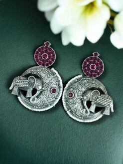 Elephant design earrings with stone and pearl detailing