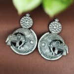 Traditional Elephant Design Earrings | Stone & Pearl Detailing Beautiful Jewelry Gift For Her - "White"
