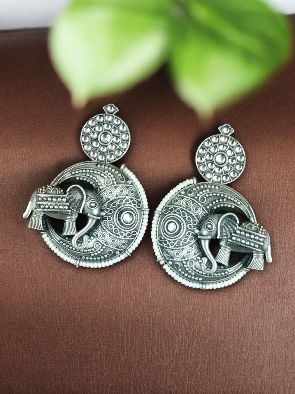 Traditional Elephant Design Earrings | Stone & Pearl Detailing Beautiful Jewelry Gift For Her 6 Elephant design earrings with stone and pearl detailing