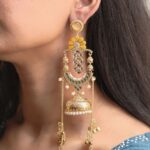 Bulk 50 Premium Long Kashmiri Jhumka Earrings with Traditional Adorable Designs - "Yellow-Green"