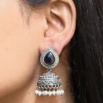 Bulk 16 Premium Silver Look Like Jhumka Earring Perfect for Any Cotton Kurti - "Blue"
