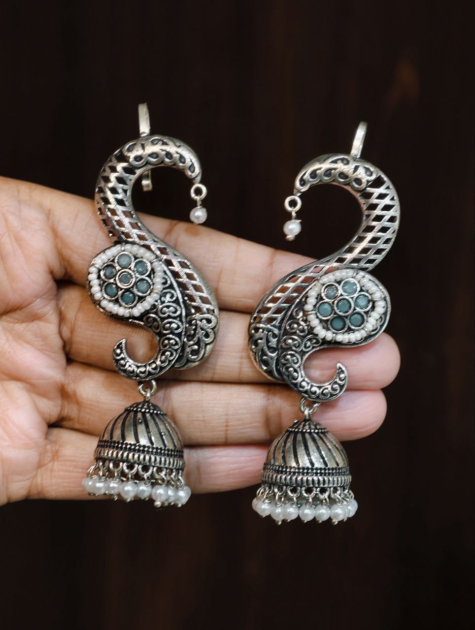 Stunning Oxidised Jhumka Earcuff with Elegant Traditional Statement Design 5 Oxidised jhumka Earcuff brass traditional statement jewelry for women
