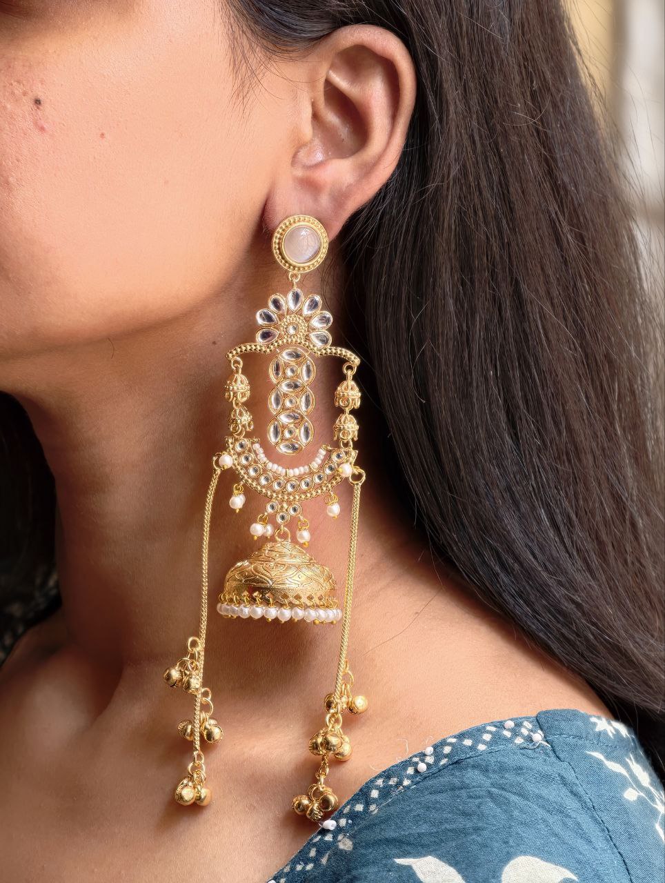 Premium Long Kashmiri Jhumka Earrings with Traditional Adorable Designs 6 Elegant Long Kashmiri Jhumka Earrings in antique gold finish