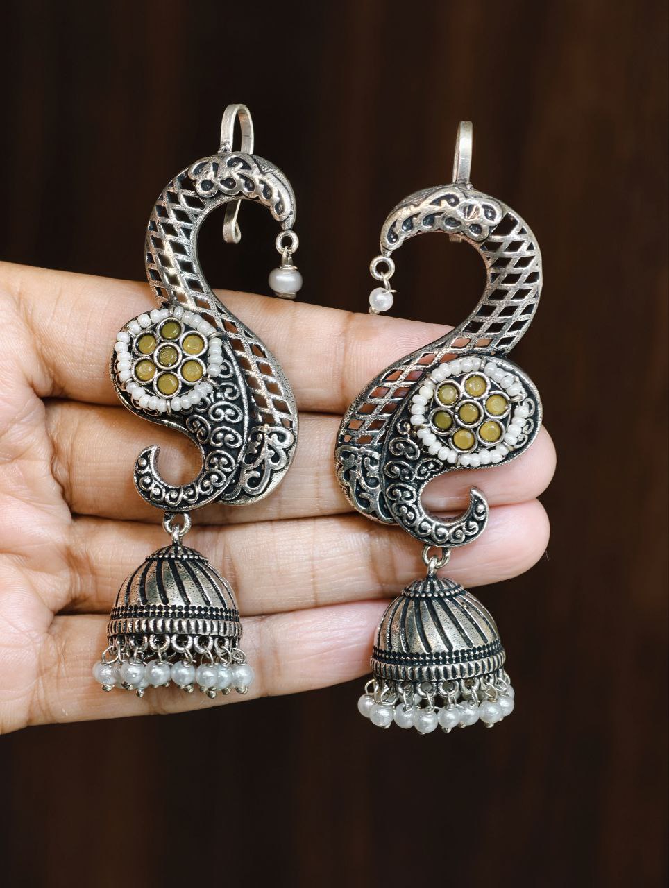 Stunning Oxidised Jhumka Earcuff with Elegant Traditional Statement Design 6 Oxidised jhumka Earcuff brass traditional statement jewelry for women