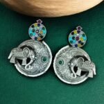 Traditional Elephant Design Earrings | Stone & Pearl Detailing Beautiful Jewelry Gift For Her - "Multi"