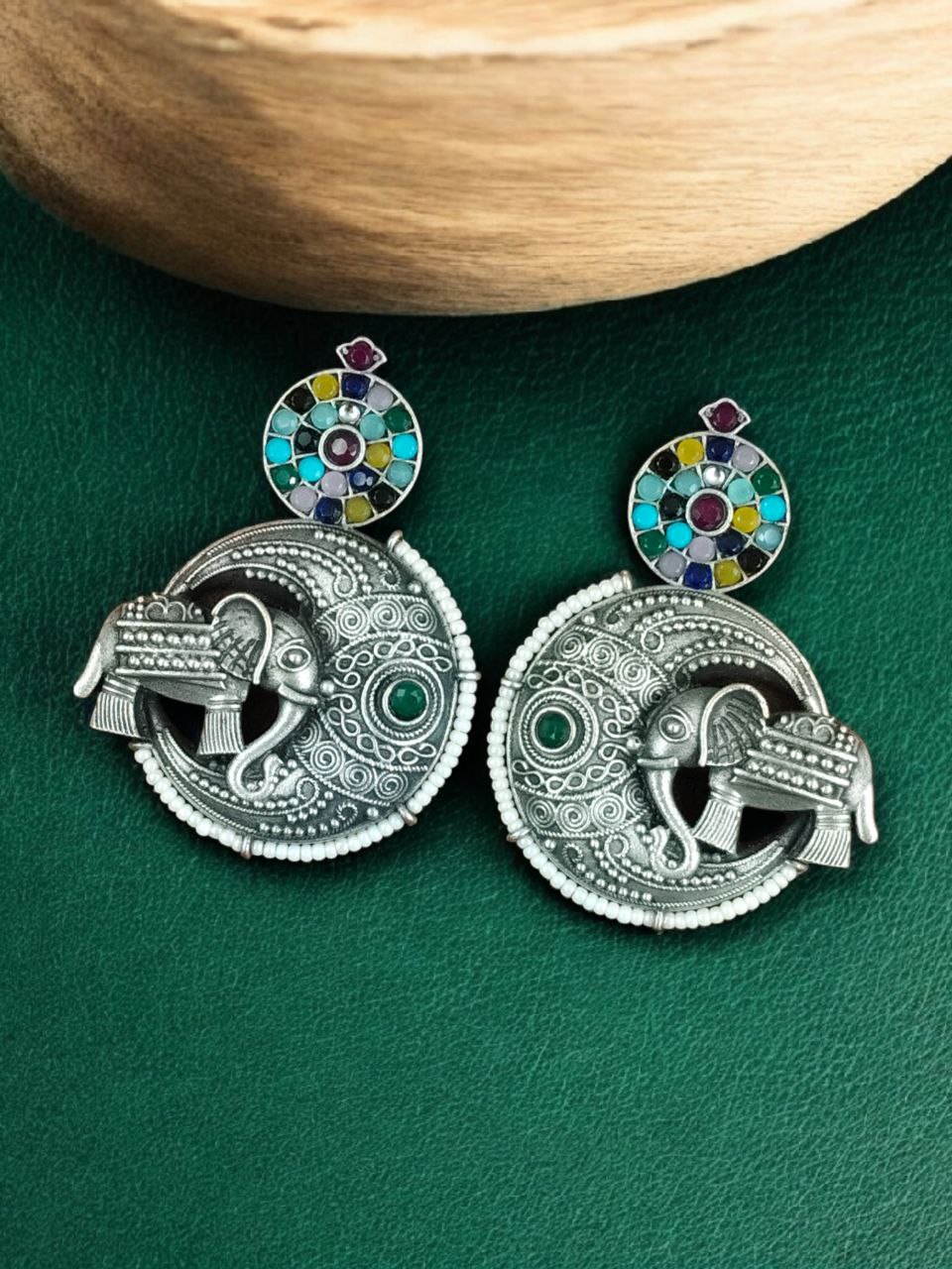 Traditional Elephant Design Earrings | Stone & Pearl Detailing Beautiful Jewelry Gift For Her 8 Elephant design earrings with stone and pearl detailing